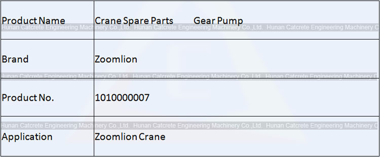 Zoomlion Crane Spare Parts 3 Joint Gear Pump 1010000007