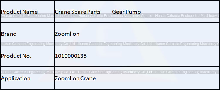 Zoomlion Crane Spare Parts 4 Joint Gear Pump 1010000135