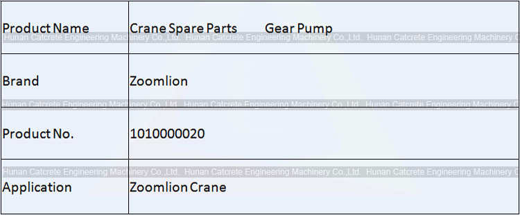 Zoomlion Crane Spare Parts 4 Joint Gear Pump 1010000020