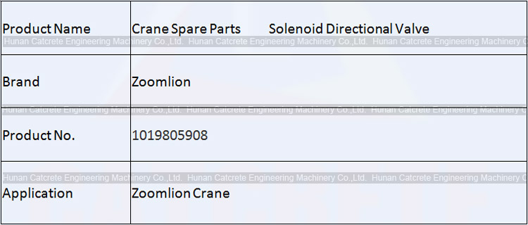 Zoomlion Crane Spare Parts Solenoid Directional Valve 1019805908