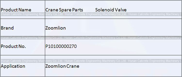 Zoomlion Crane Spare Parts Solenoid Valve P10100000270