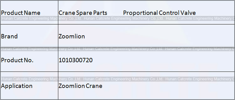 Zoomlion Crane Spare Parts Proportional Control Valve 1010300720