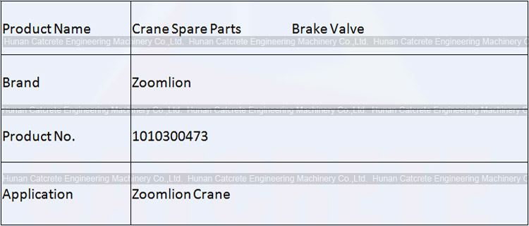 Zoomlion Crane Spare Parts Double Winch Brake Valve 1010300473