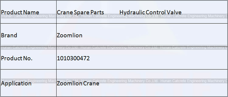 Zoomlion Crane Spare Parts Hydraulic Control Valve 1010300472