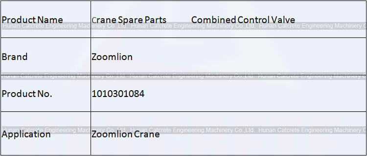 Zoomlion Crane Spare Parts Combined Control Valve 1010301084