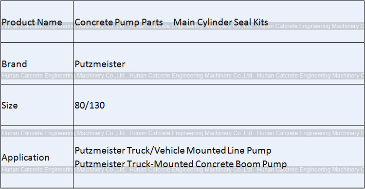 Putzmeister Concrete Pump Main Cylinder Seal Kits 80/130