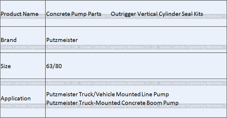 Putzmeister Concrete Pump Outrigger Vertical Cylinder Seal Kits 63/80