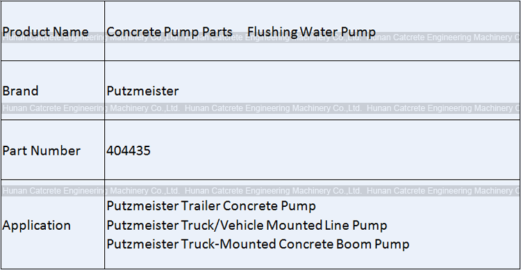 Putzmeister Concrete Pump Flushing Water Pump 404435