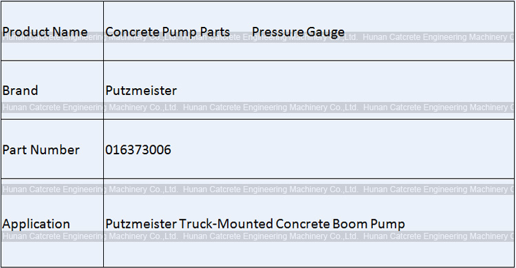 Putzmeister Concrete Pump Pressure Gauge 0-250 Bar 016373006