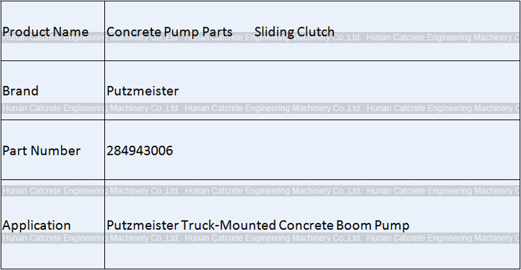 Putzmeister Concrete Pump Spare Parts Sliding Clutch 284943006