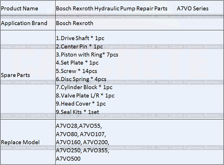 OEM Bosch Rexroth Hydraulic Pump Replacement Repair Parts for A7VO Series A7VO28 A7VO55 A7VO80