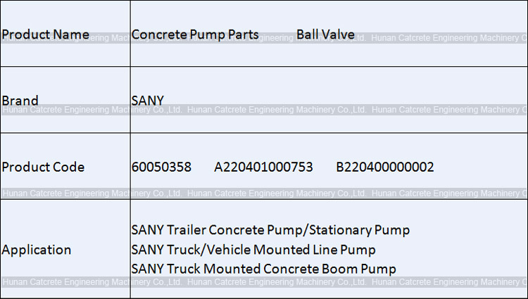 SANY Concrete Pump Parts High Pressure Ball Valve 60050358 A220401000753 B220400000002