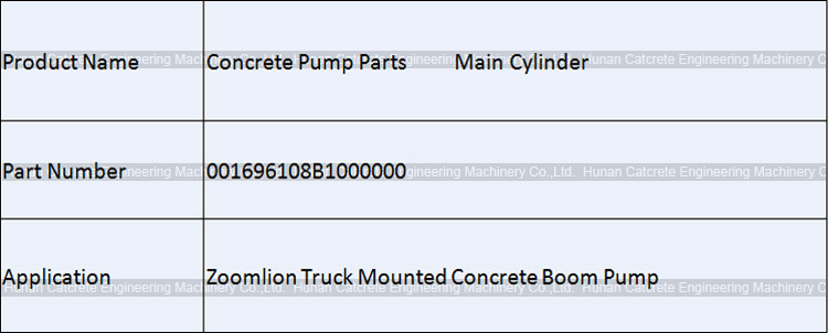 Zoomlion Concrete Pump Truck Hydraulic Cylinder Main Oil Cylinder 001696108B1000000