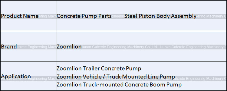 Zoomlion Concrete Pump Truck Steel Piston Body Assembly