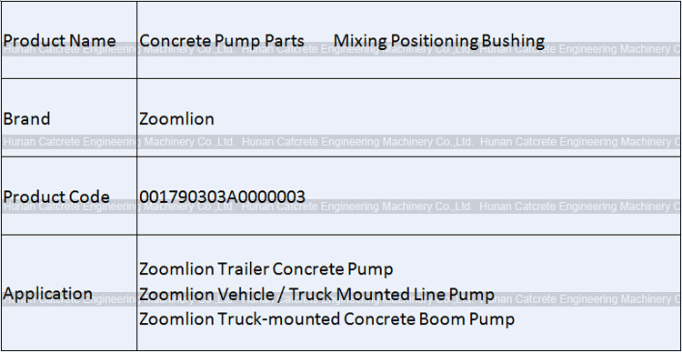 Zoomlion Concrete Pump Mixer Positioning Bushing 001790303A0000003