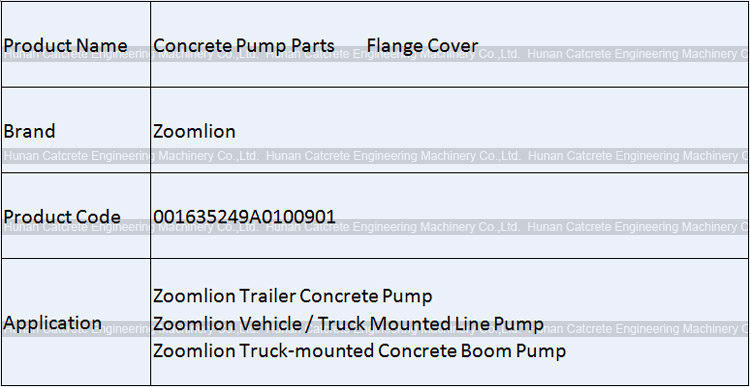 Zoomlion Concrete Pump Parts Flange Cover 001635249A0100901