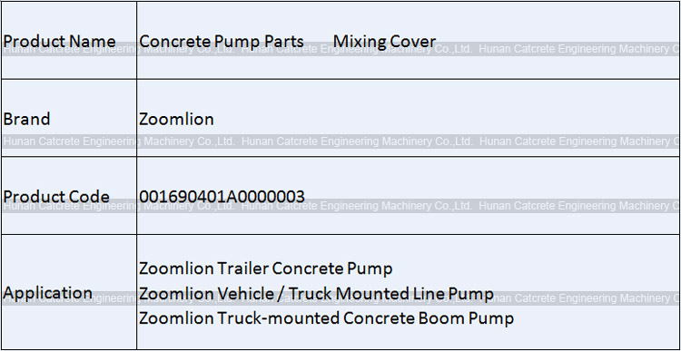 Zoomlion Concrete Boom Pump Mixing Cover 001690401A0000003