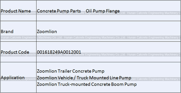 Zoomlion Truck-mounted Boom Concrete Pump Parts Oil Pump Flange 001618249A0012001