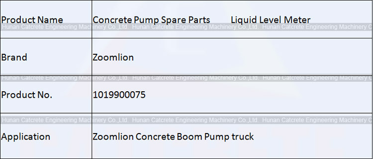 Genuine Zoomlion Concrete Boom Pump Spare Parts Liquid Meter 1019900075