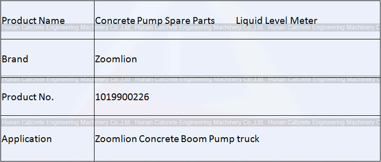 Genuine Zoomlion Concrete Boom Pump Liquid Meter 1019900226